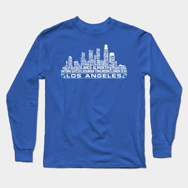 Los Angeles Football Team All Time Legends, Los Angeles City Skyline Long Sleeve T-Shirt by Legend Skyline